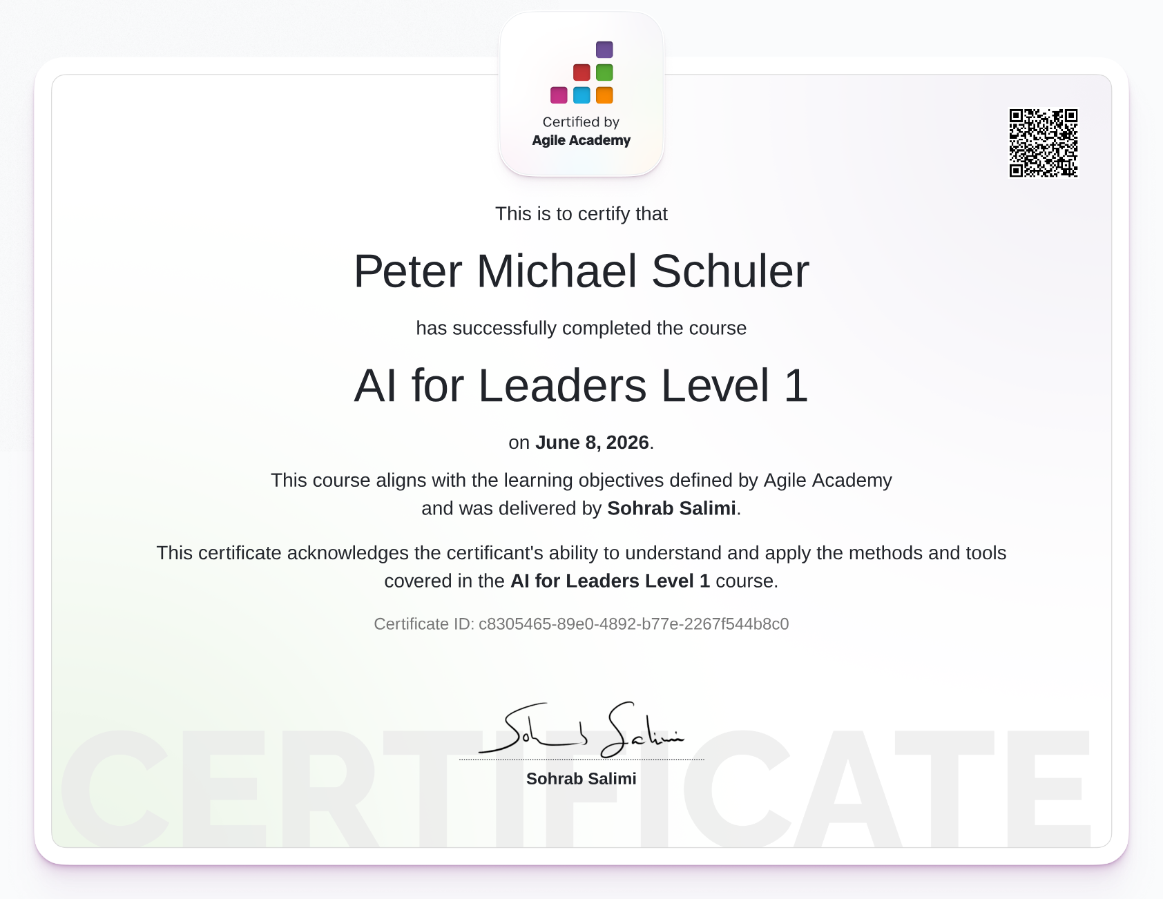 Certificate preview